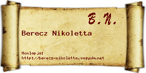 Berecz Nikoletta névjegykártya